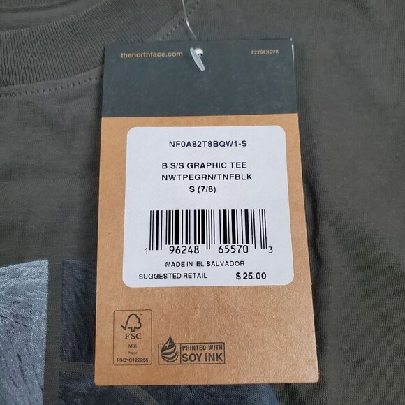 The North Face Bear Graphic Tee Overlay Shirt Top Boys Size Small NWT Crew Neck - Picture 3 of 13